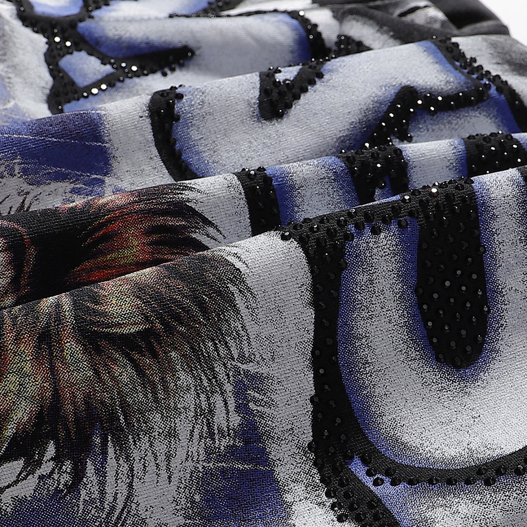 Majestik “Gridiron Lion” Football Rhinestone Vintage Tee