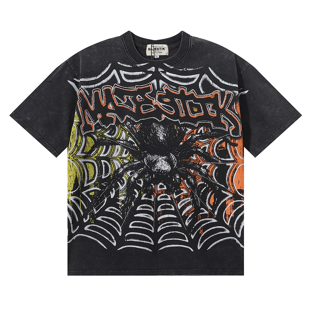 Majestik “Spiderweb” Dark Aesthetic Vintage Tee