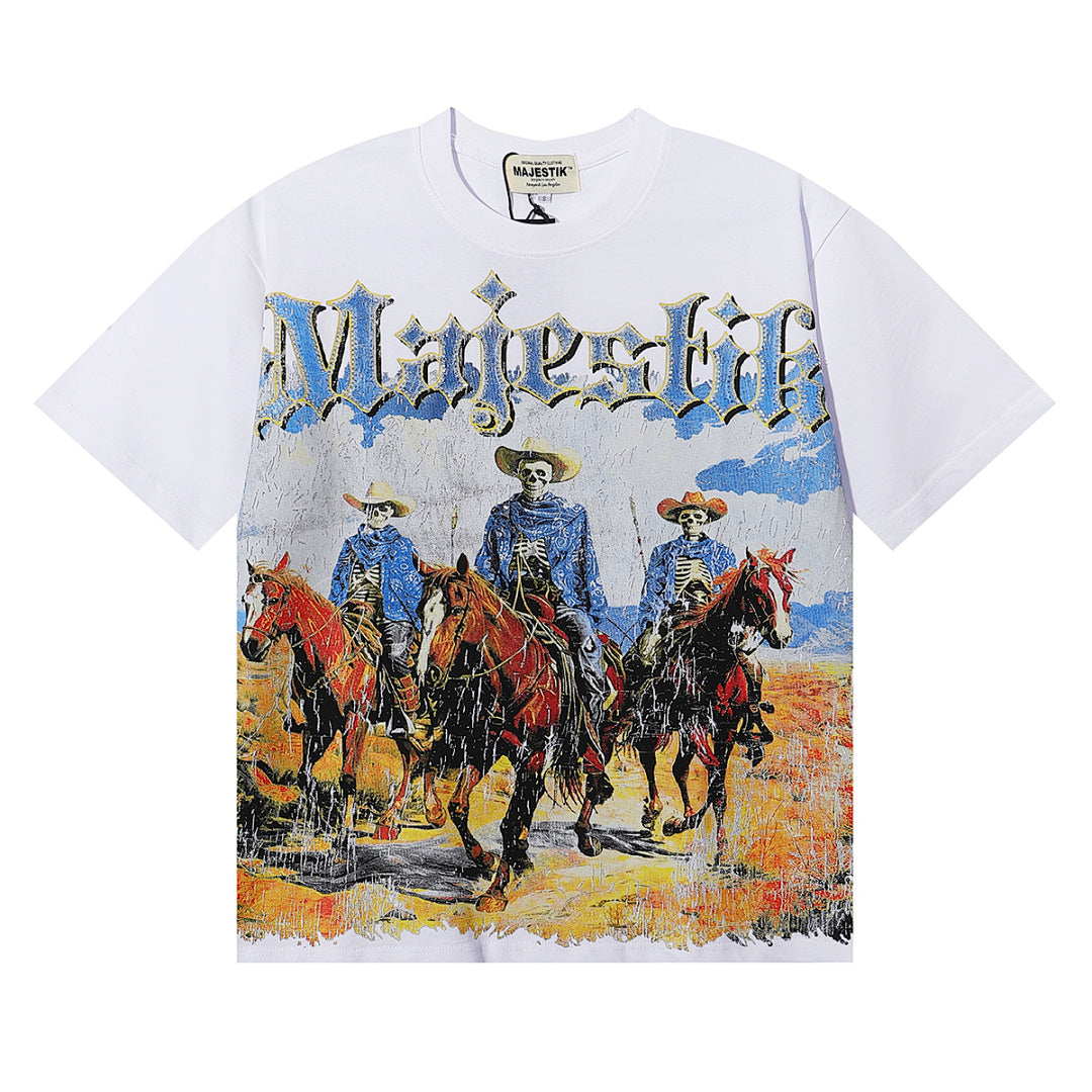 Majestik “Wild West” Skeleton Cowboys Vintage Tee