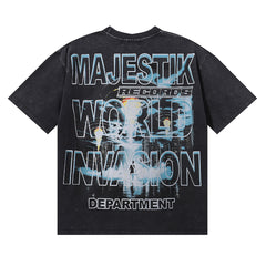 Majestik “Department” UFO Abduction Vintage Tee（Black）