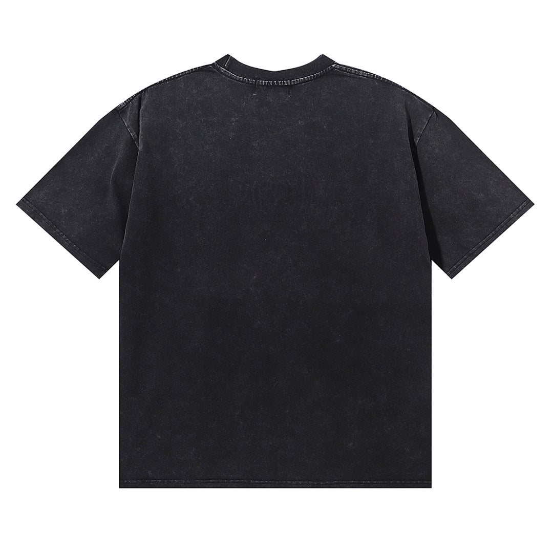 Majestik “Fearless” Angel & Demon Rhinestone Vintage Tee（Black）