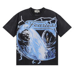 Majestik “Fearless” Astronaut & Skeleton Rhinestone Vintage Tee