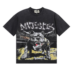 Majestik “Bulldog” Stadium Rhinestone Vintage Tee（Black）
