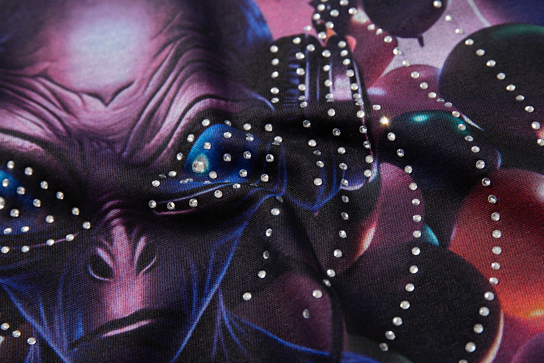 Majestik “Alien DJ Cosmic” Rhinestone Graphic Tee