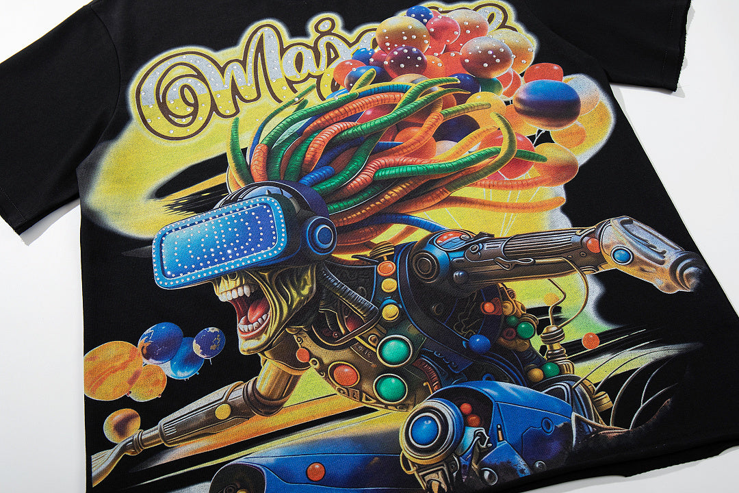 Majestik “Cyber VR” Rhinestone Graphic Tee