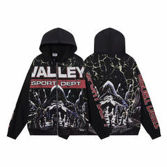 Vale Forever Valley Sport Dept Chess & Lightning Graphic Vintage Wash Full-Zip Hoodie