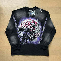 Hellstar Football Helmet Black Long Sleeve Tee