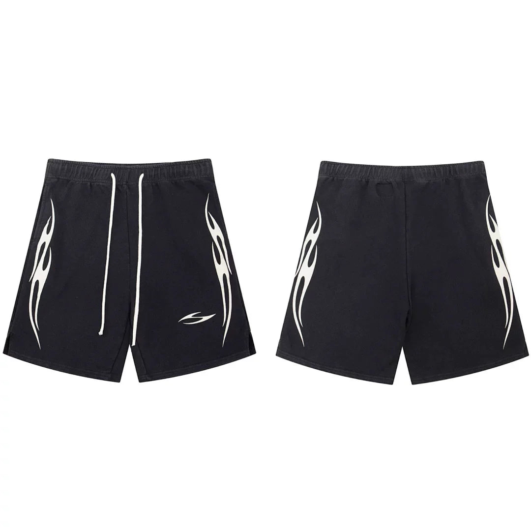 Hellstar Side Flame Graphic Black Shorts