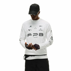 FPA moisture absorbing quick drying semi high neck base long sleeved spring outdoor sports and leisure printed white black T-shirt for men