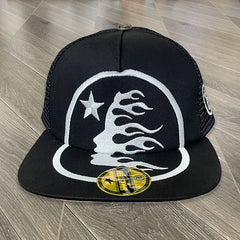 Hellstar Flame Framed Graphic Snapback Hat - Black & White