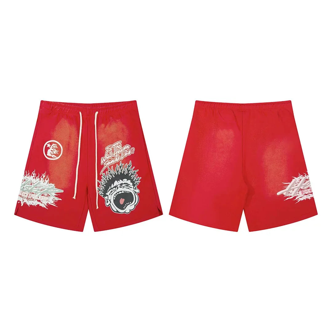 Hellstar Multi-Graphic Heavyweight Shorts red