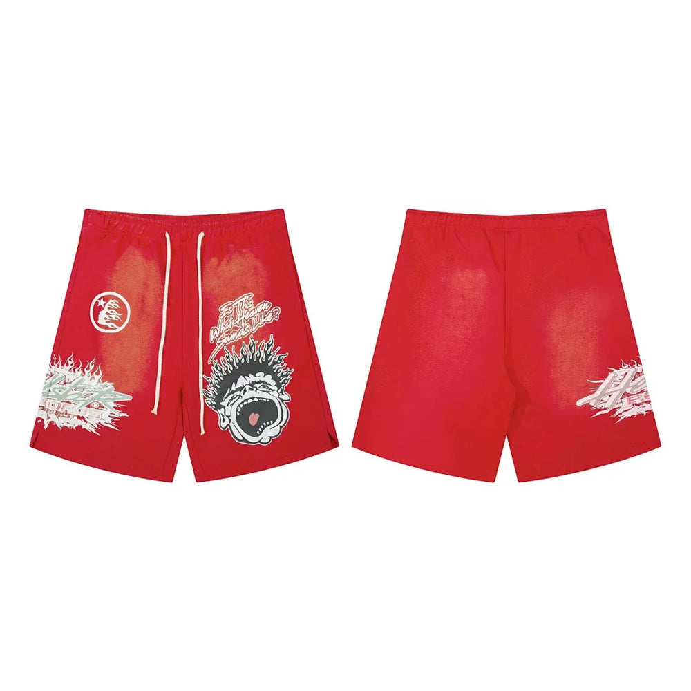 Hellstar Multi-Graphic Heavyweight Shorts red