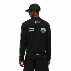 FPA moisture absorbing quick drying semi high neck base long sleeved spring outdoor sports and leisure printed white black T-shirt for men