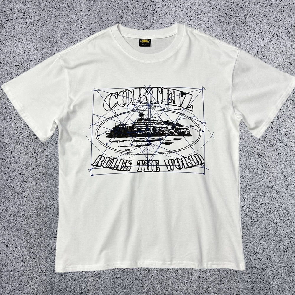 Corteiz Fiery Hand Graphic T-Shirt – [White / Black] | Streetwear