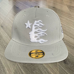 Hellstar Flame Side Profile Graphic Snapback Hat - Grey