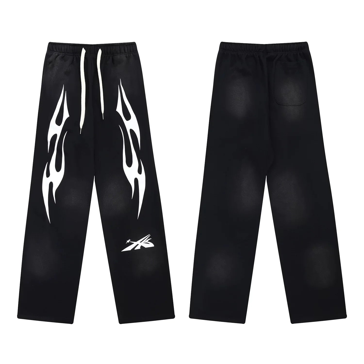 Hellstar Flame Graphic Drawstring Sweatpants black