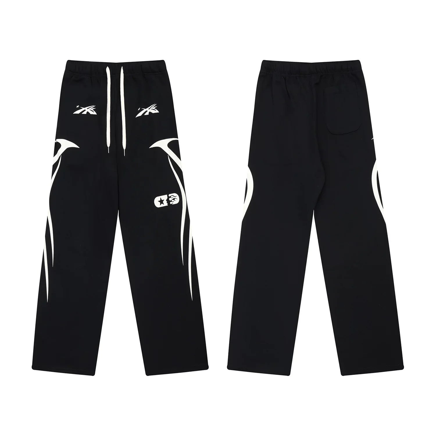 Hellstar Side Flame Graphic Drawstring Sweatpant black