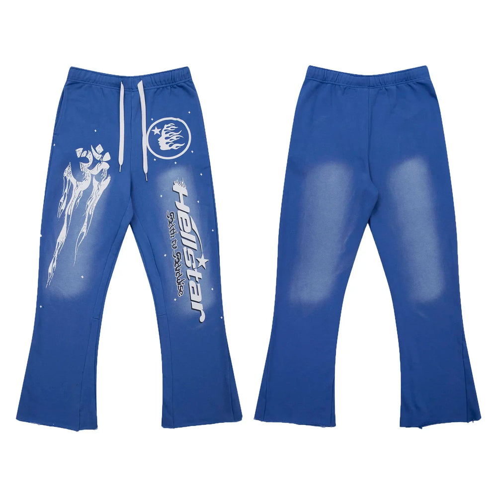 Hellstar Graphic Print Drawstring Sweatpants blue