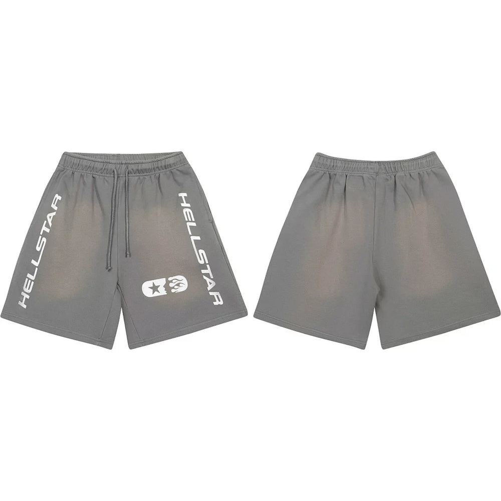 Hellstar Paint Splatter & Logo Shorts grey