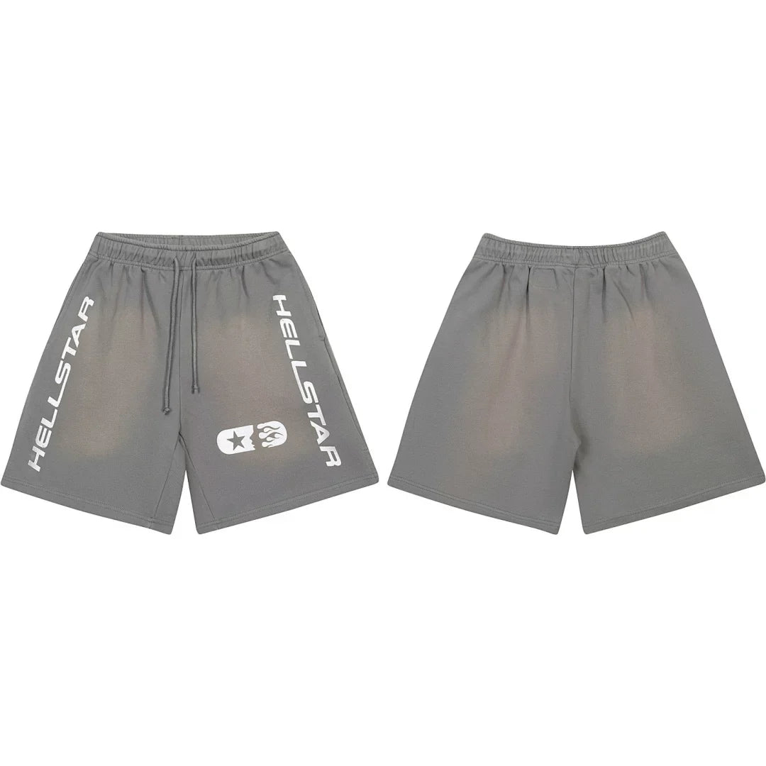 Hellstar Paint Splatter & Logo Shorts grey