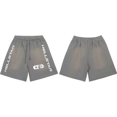 Hellstar Paint Splatter & Logo Shorts grey