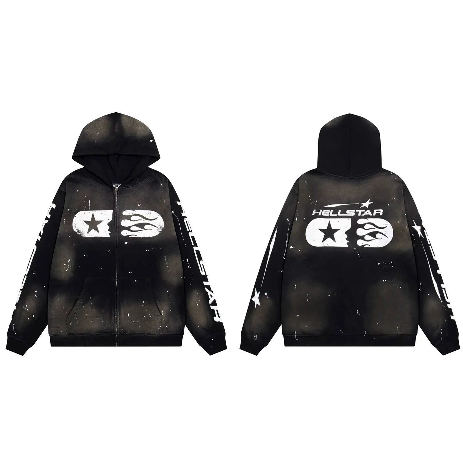 Hellstar Capsule Logo Zip-Up Black Hoodie