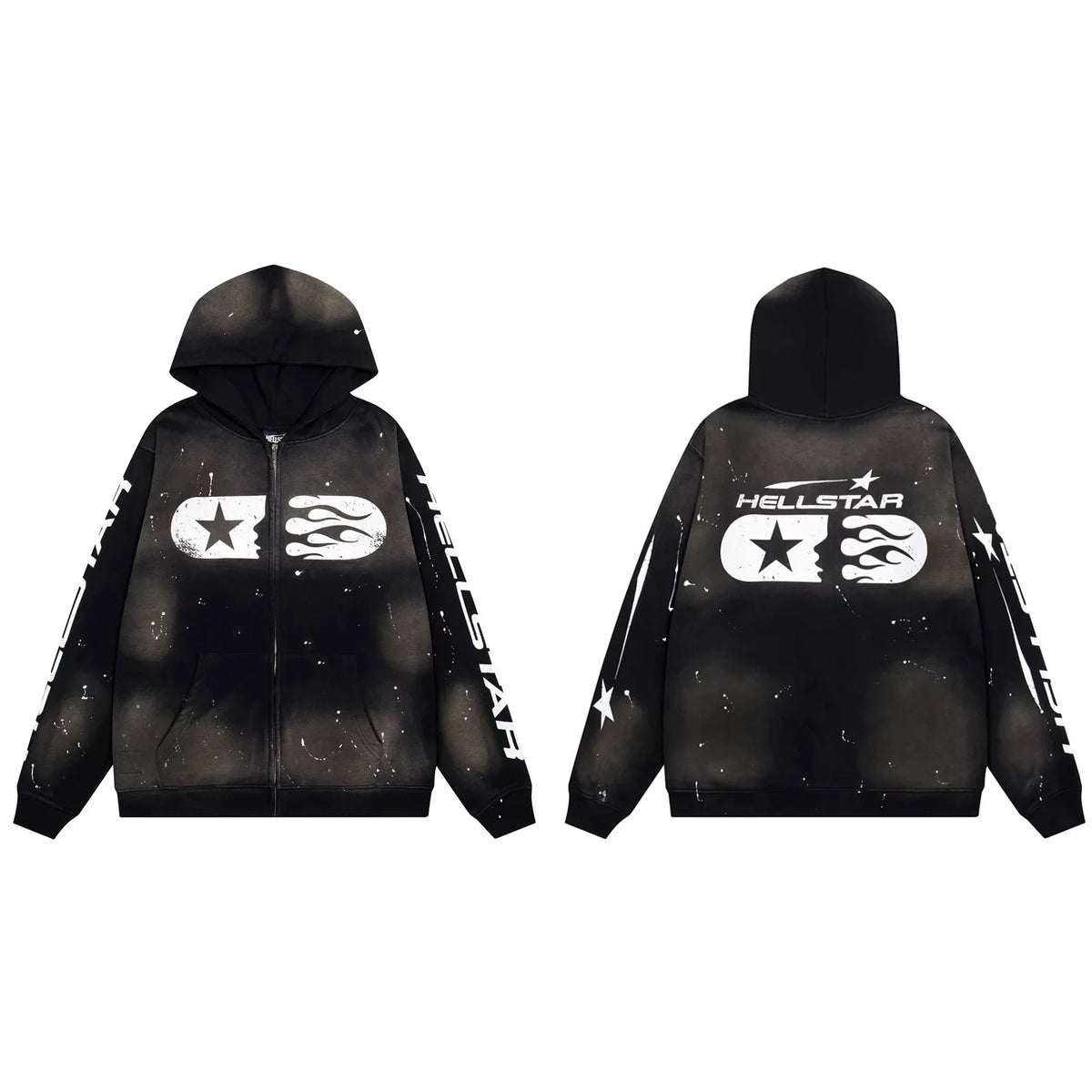 Hellstar Capsule Logo Zip-Up Black Hoodie
