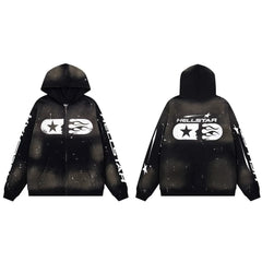 Hellstar Capsule Logo Zip-Up Black Hoodie