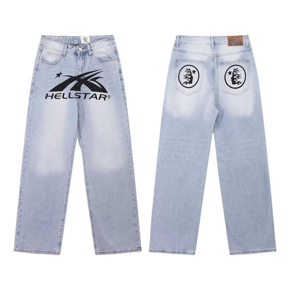 Hellstar Light Wash Graphic Logo Denim Jeans