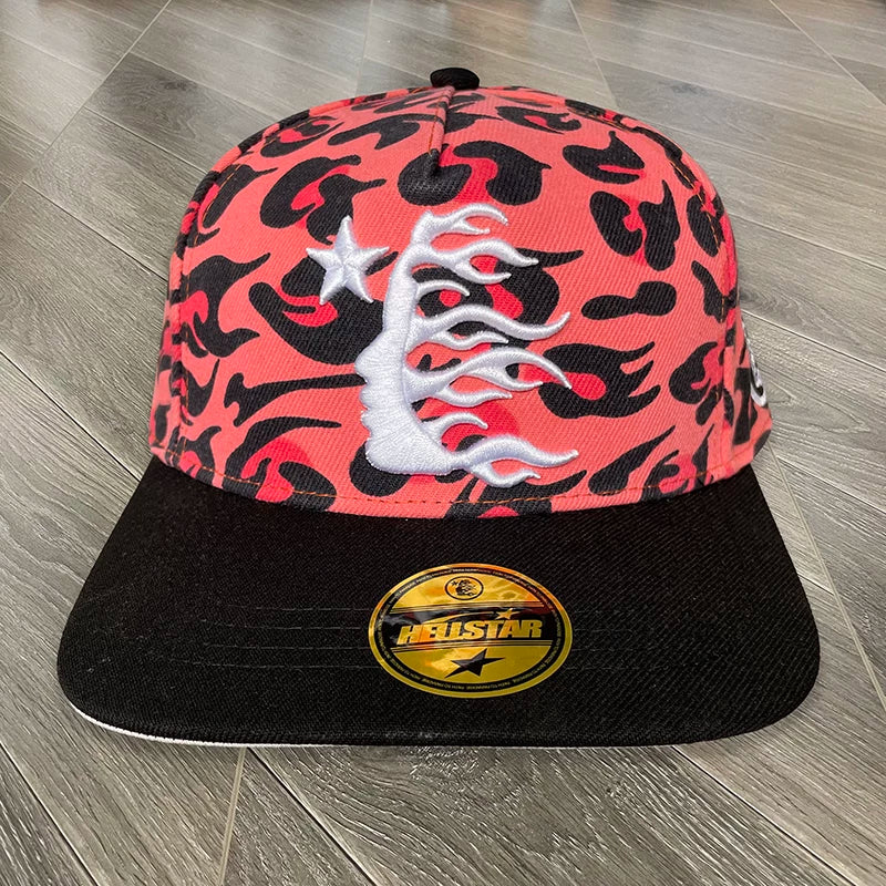 Hellstar Flame Side Profile Graphic Snapback Hat - Pink/Black