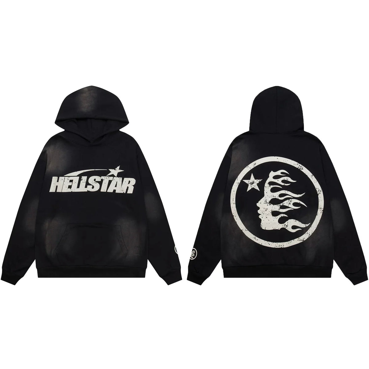 Hellstar Classic Logo & Flame Face Hoodie black