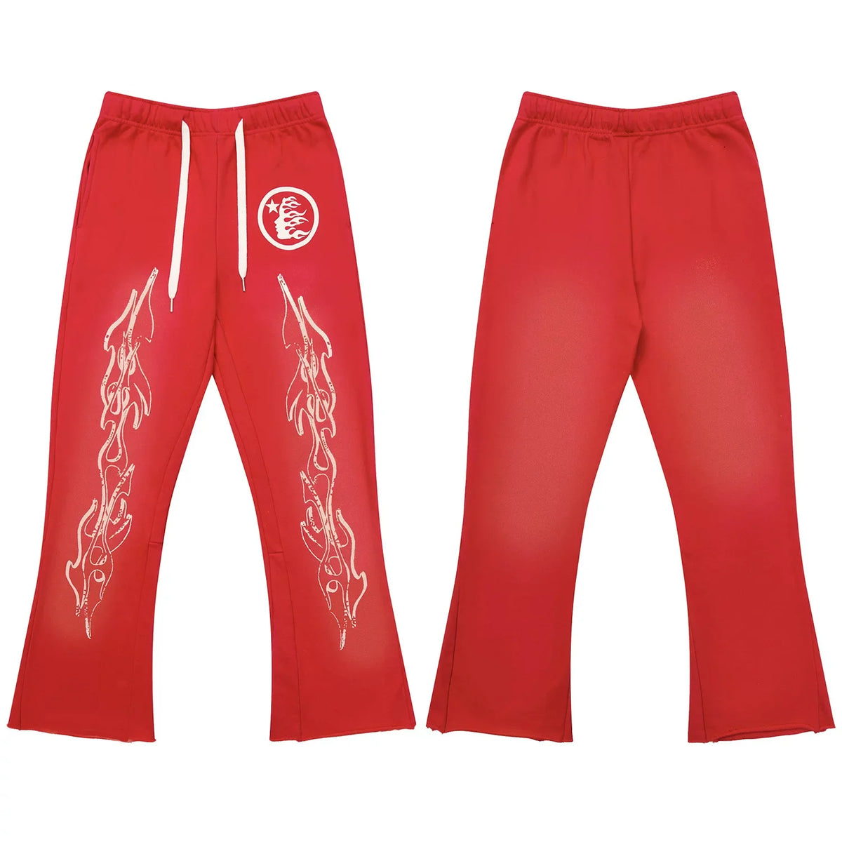 Hellstar Flared Flame Graphic Drawstring Sweatpants red