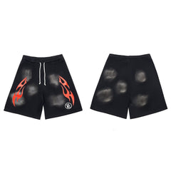 Hellstar Tribal Flame & Smudge Black Shorts red