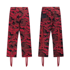 Hellstar Camo Cargo Pants with Straps red