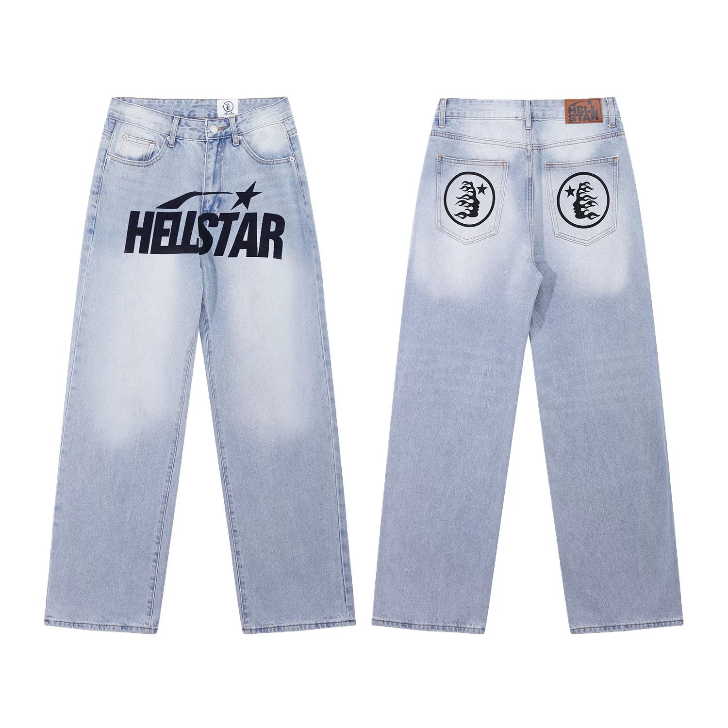 Hellstar Light Wash Bold Logo Denim Jeans
