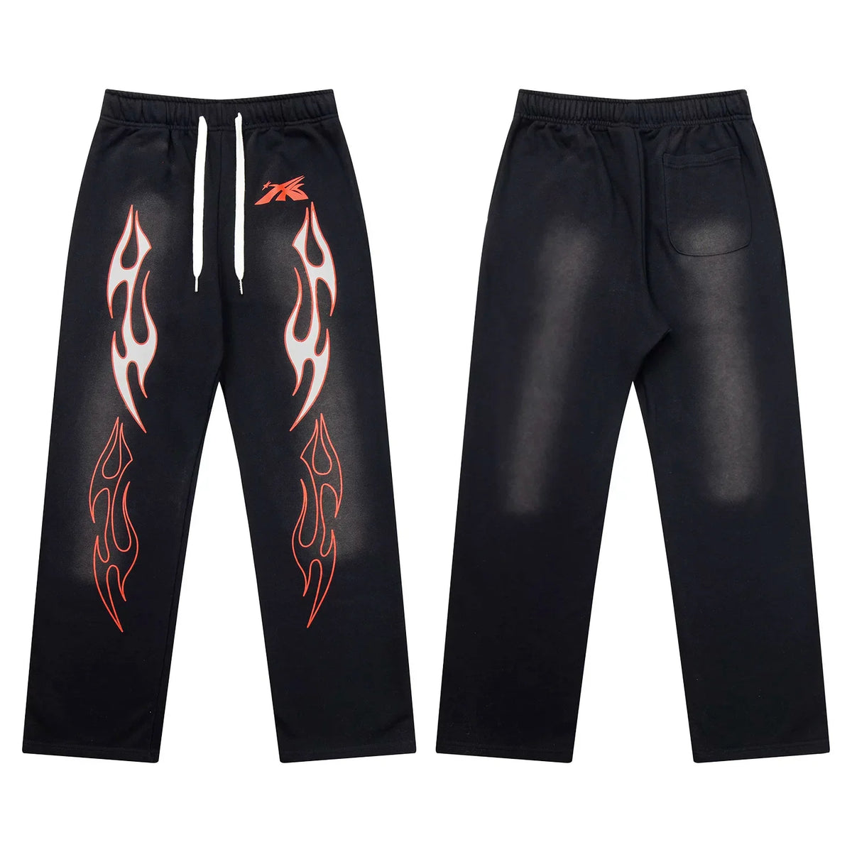 Hellstar Flame Graphic Drawstring Sweatpants black