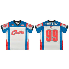 Corteiz Number 99 Athletic Jersey T-Shirt - White/Blue/Red