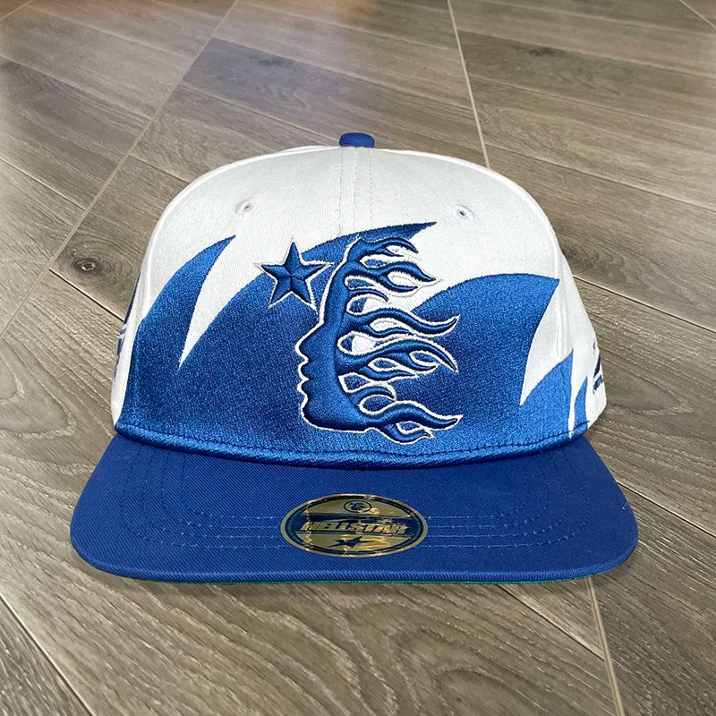 Hellstar Flame Side Profile Graphic Snapback Hat - Blue