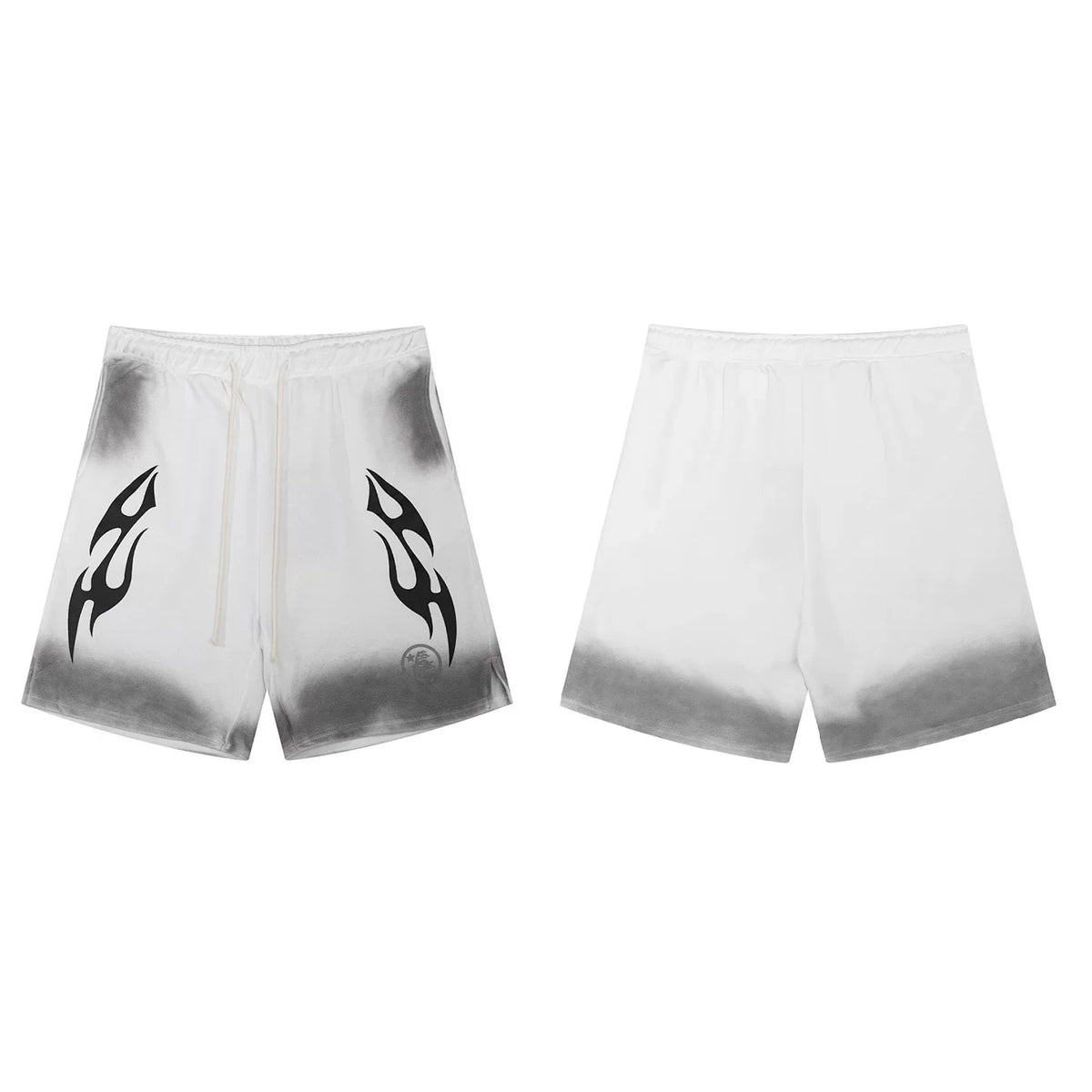 Hellstar Tribal Flame Gradient Shorts white