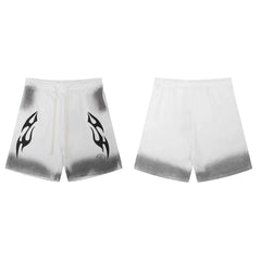 Hellstar Tribal Flame Gradient Shorts white