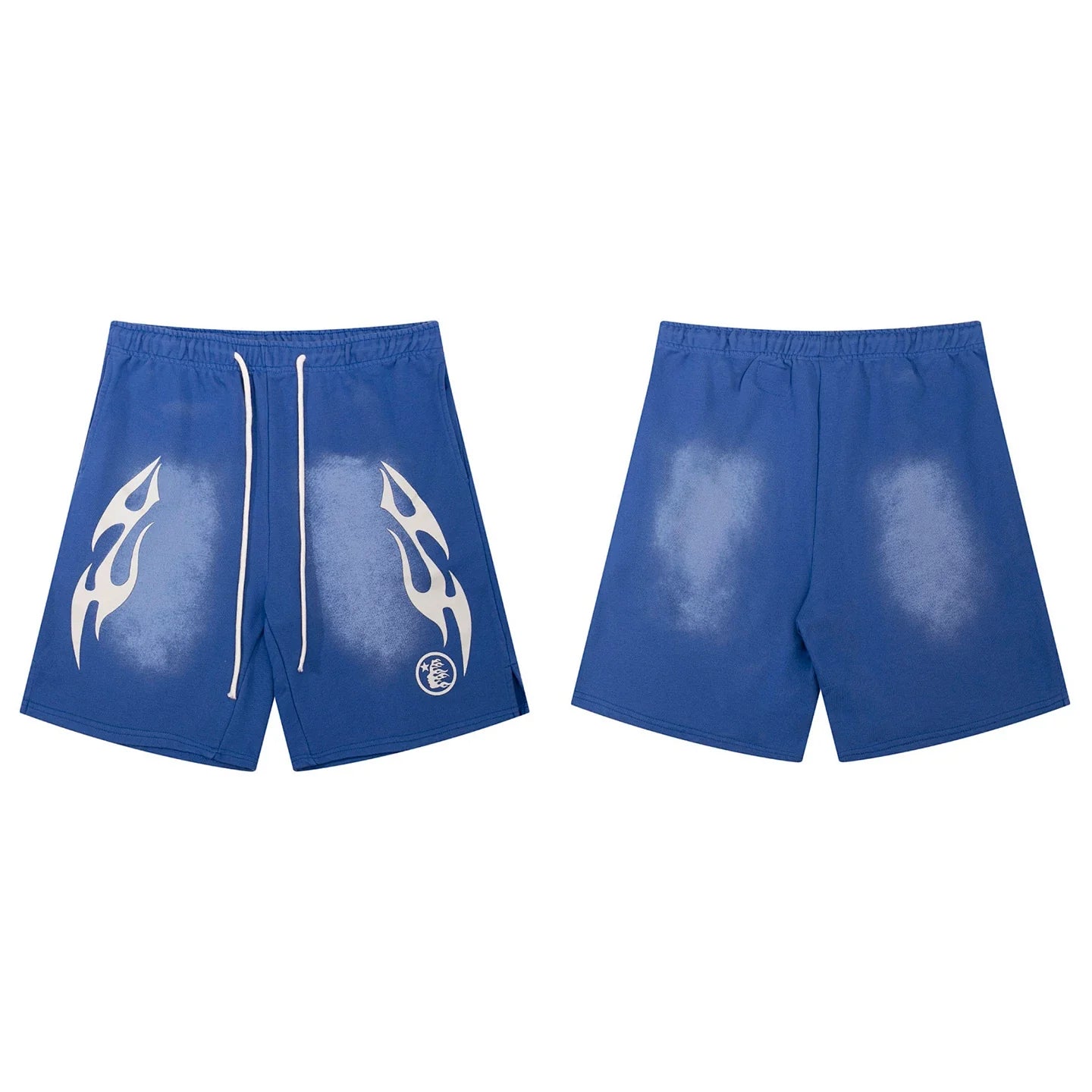 Hellstar Tribal Flame Gradient Shorts blue