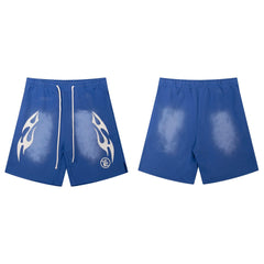 Hellstar Tribal Flame Gradient Shorts blue