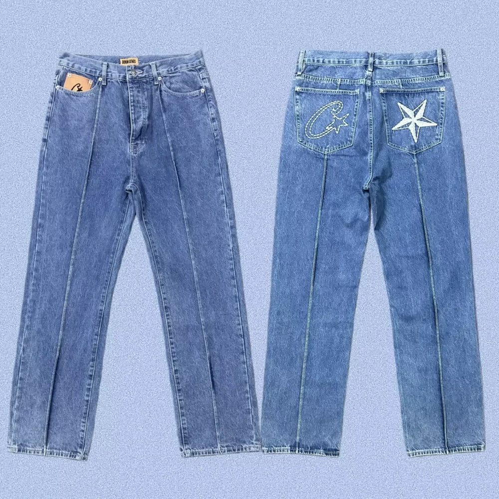 Corteiz Heavyweight Denim Pants Light blue