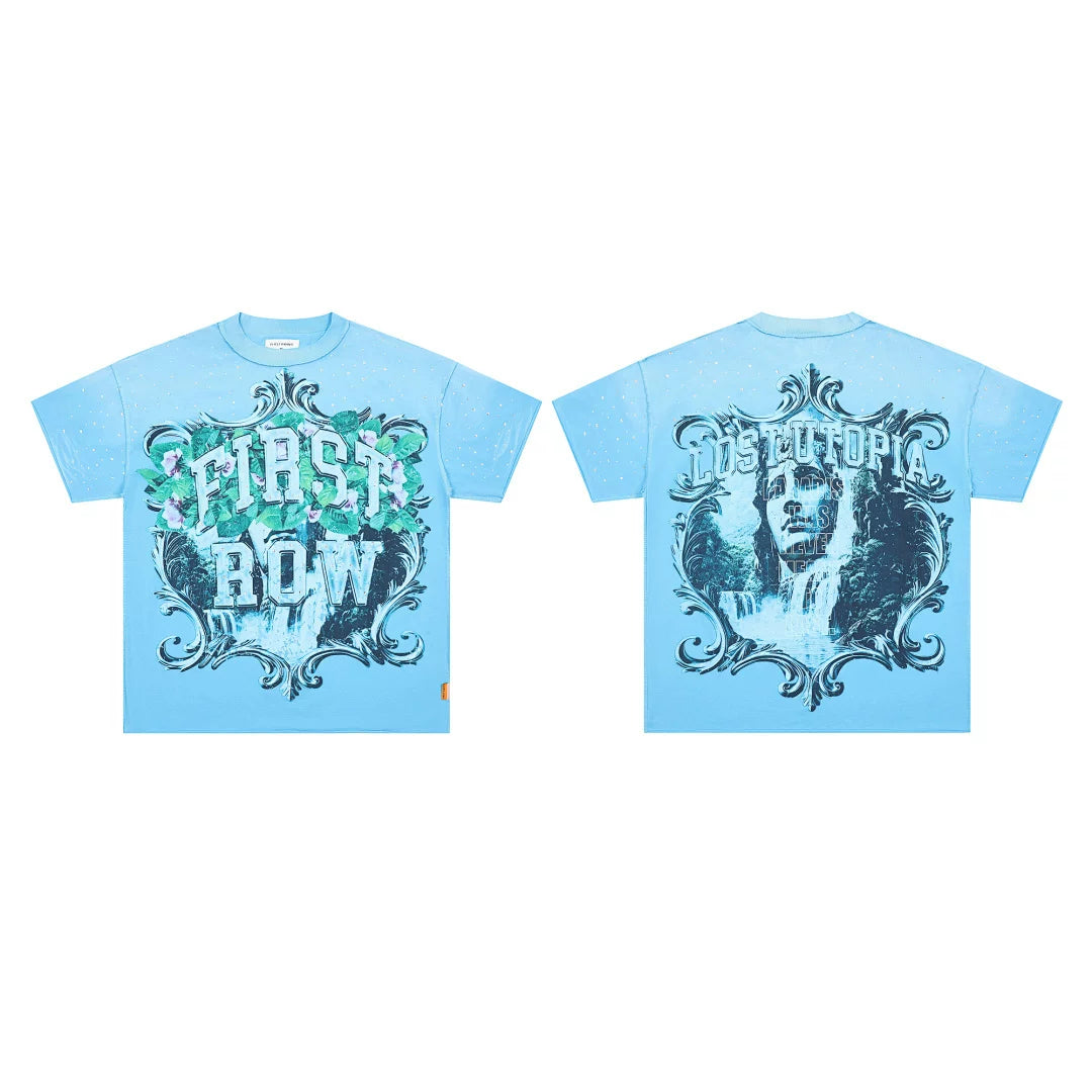 First Row “Lost Utopia” Classical Frame Rhinestone Vintage Tee