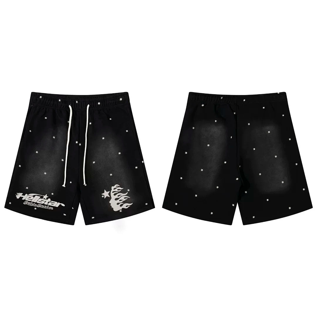 Hellstar Rhinestone Studded Black Shorts