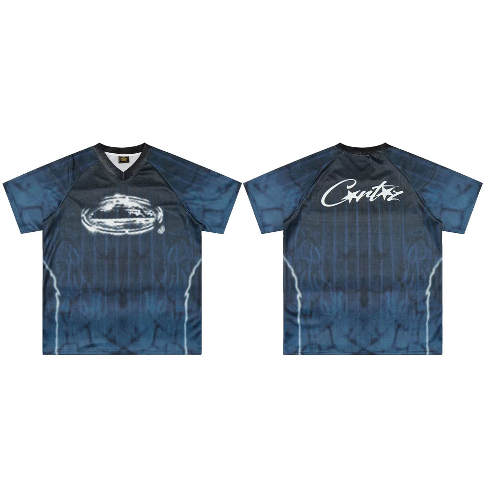 Corteiz Gradient Athletic Jersey T-Shirt - Dark Navy/Black