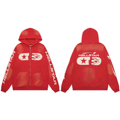 Hellstar Capsule Logo Zip-Up Red Hoodie