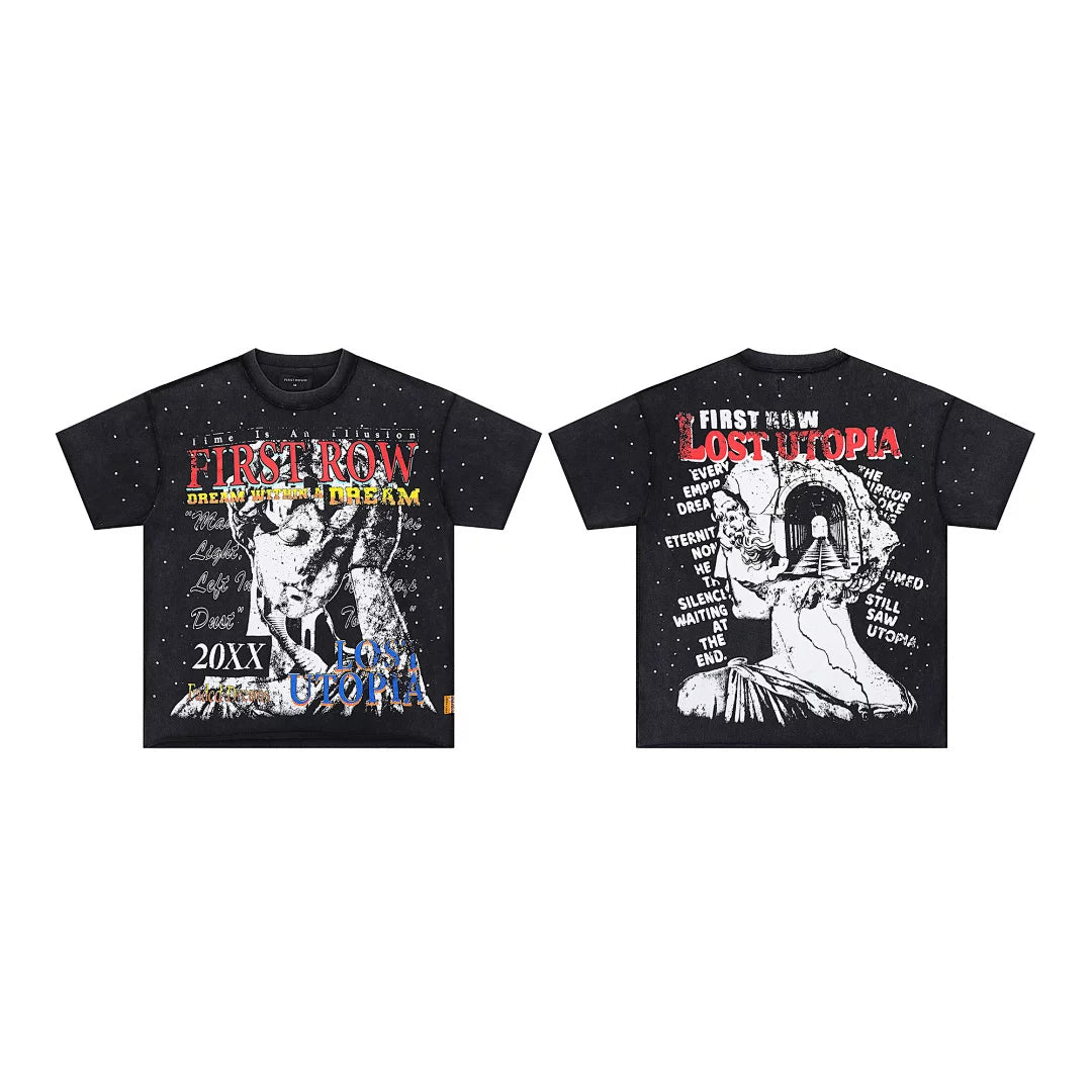 First Row “Lost Utopia” Graphic Rhinestone Vintage Tee