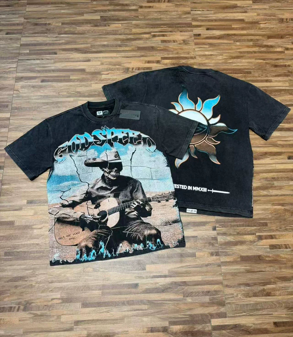 Godspeed Western Cowboy Vintage Graphic T-Shirt – Black