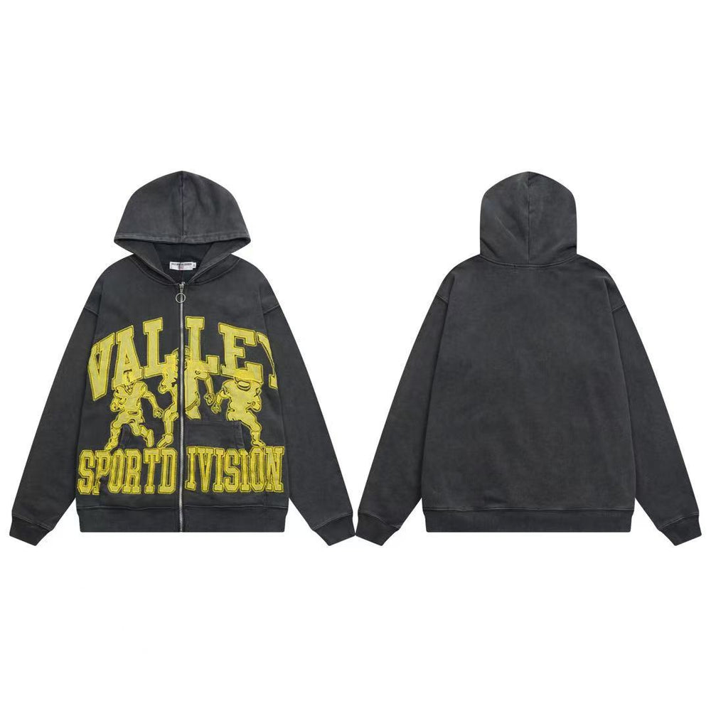 Vale Forever Valley Sport Division Vintage Wash Full-Zip Hoodie black